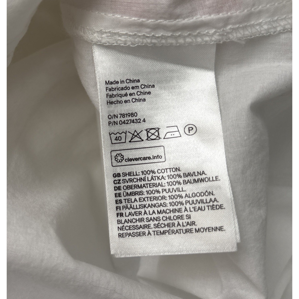 H&M Popover White Top Size 4 Cotton Pirate Poet Renaissance Relaxed Coastal Chic - Picture 7 of 11